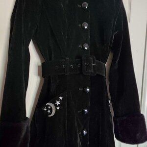 Modcloth x Collectif Velvet Belted Coat w/ Stars